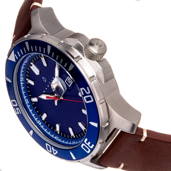 Nautis Dive Pro 200 Leather-Band Watch w/Date