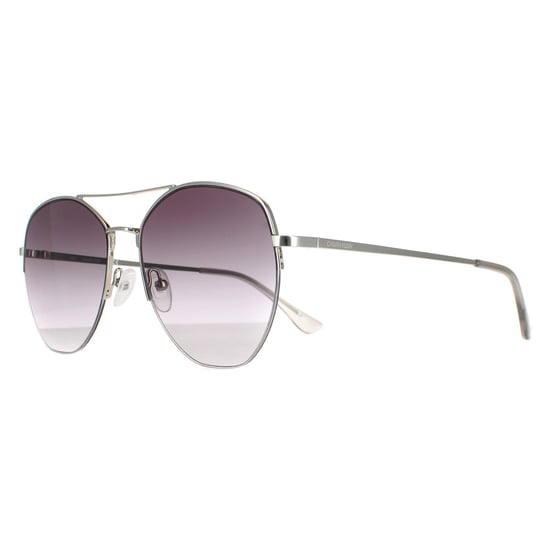 Calvin Klein Aviator Mens Silver Smoke Grey CK20121S