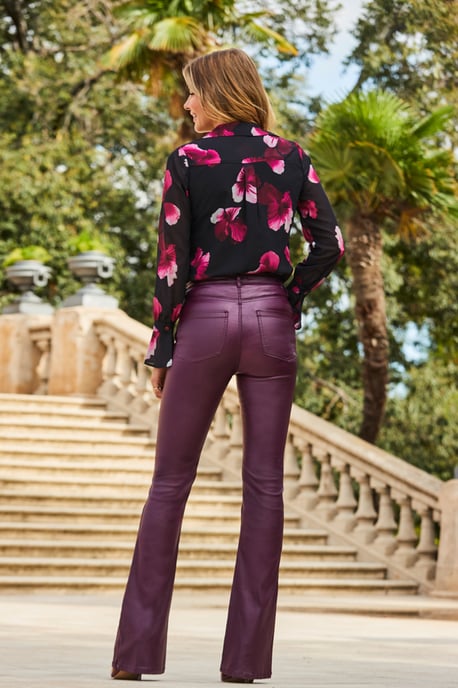 Wine Coated Kick Flare Jeans