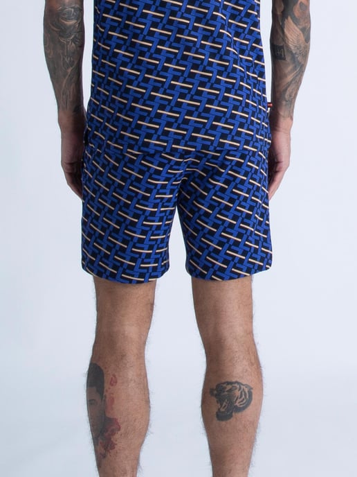 Luke 1977 Men's Dominica Overprint Shorts in Dark Cobalt