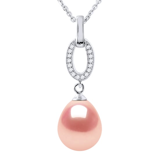 SHUTTLE Necklace Freshwater Pearl Jewelry 9-10 mm Pink 925