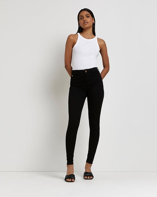 River Island Womens Skinny Jeans Black Molly Mid Rise