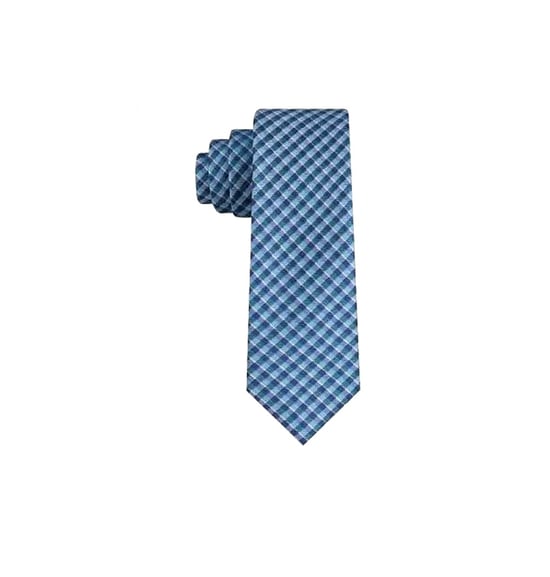 Tommy Hilfiger Men's Neck Tie Blue  Mini York Plaid Slim Silk