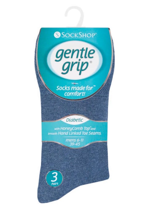 Gentle Grip - Heren 6 paar diabetische sokken - Blues - Image 2
