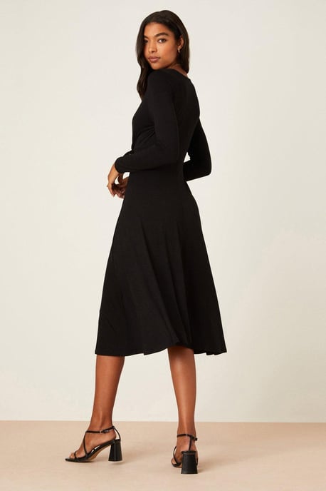 Black Wrap Midi Dress - Image 3