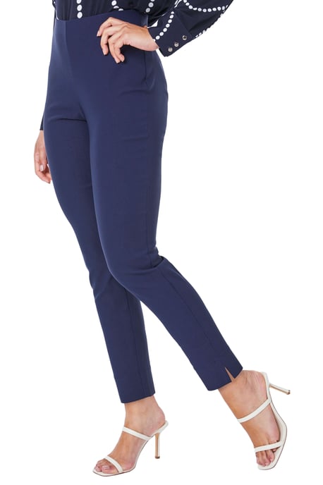 Petite High Waisted Stretch Trousers Smart Office Leggings - Image 1