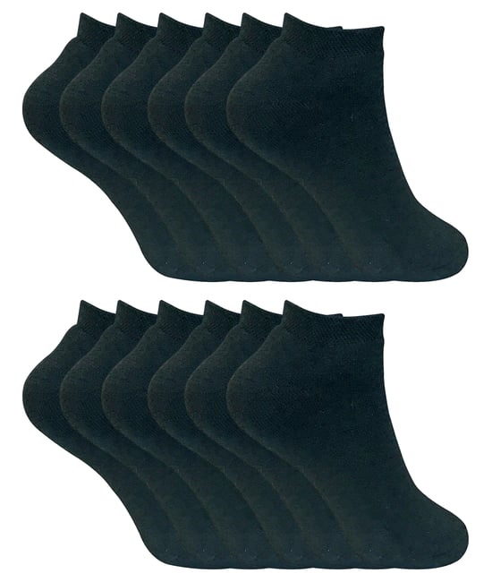 12 paar laag uitgesneden wintersokken voor dames - Zwart - Image 1
