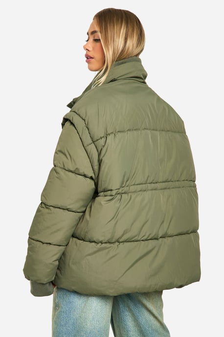 Rib Collar Oversized Puffer Jacket - Image 2