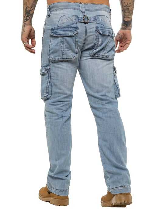 Enzo | heren Cargo Combat Jeans - Lichtblauw - Image 4