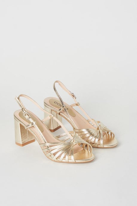 Trixie Lattice Detail Slingback High Block Heeled Sandals