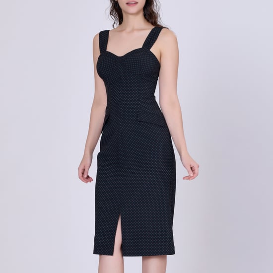 Sleeveless sheath dress mini dots print