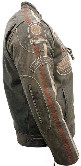 Leather racing biker motorcycle jacket with zipper