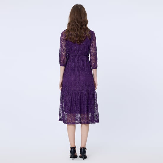 Fit-and-flare kanten jurk - Image 4