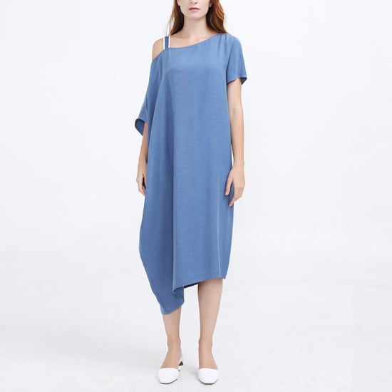 Minimalist Asymmetric Off-the-Shoulder Loose Dress