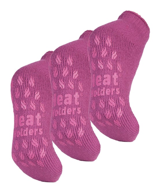 3 Paar Multiverpakking Dames Enkelpantoffelsokken | Heat Holders | Fleece laag uitgesneden pluizige damessokken met grijpers - Midroze - Image 1