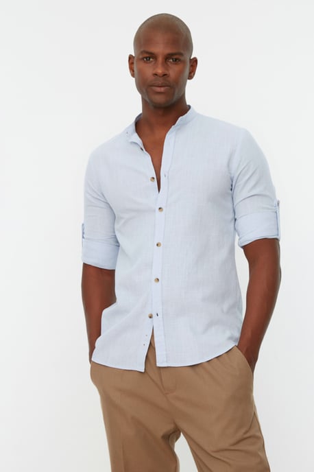 Trendyol Heren Mandarijn kraag Standaard mouw Basis Shirt - Image 1