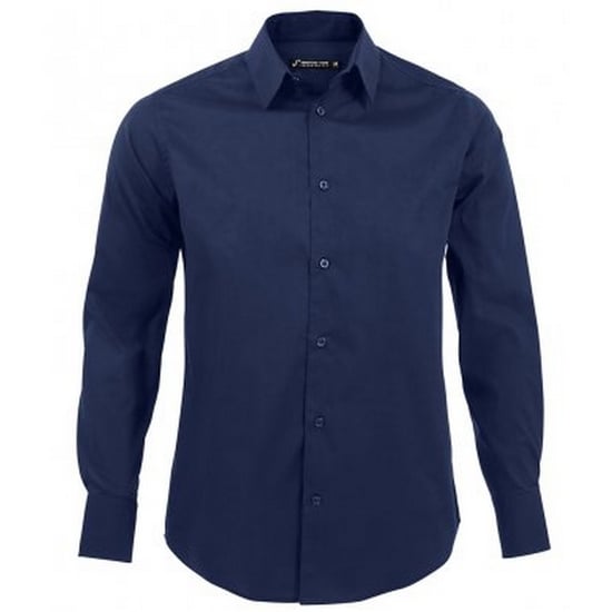 SOLS Heren Brighton Lange Mouw Gepast Werkoverhemd (Donkerblauw) - Image 1