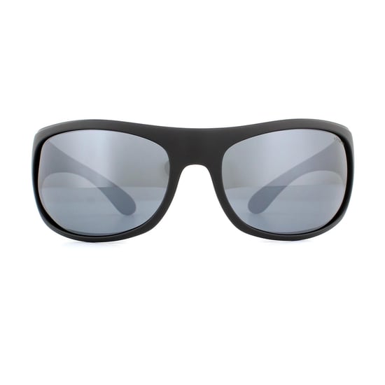 Polaroid Sport Wrap Mens Matte Black Grey Silver Polarized Mirror Sunglasses