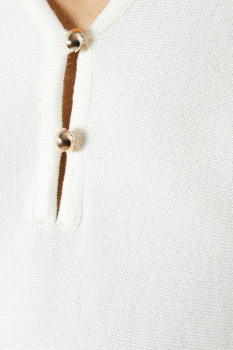 Fine Gauge Button Front V Neck Knitted Top - Image 5