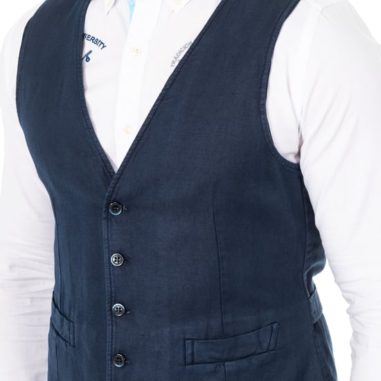 Men's fine knit vest with adjustable belt V-neck HMJA11