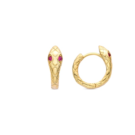 Luxenter Madsi oorbellen met robijn zirkonia afgewerkt in 18K geel goud - Image 1
