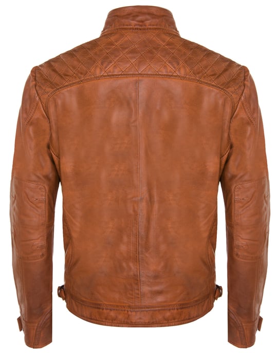 Leather Rock Racing Quilted Biker Jacket