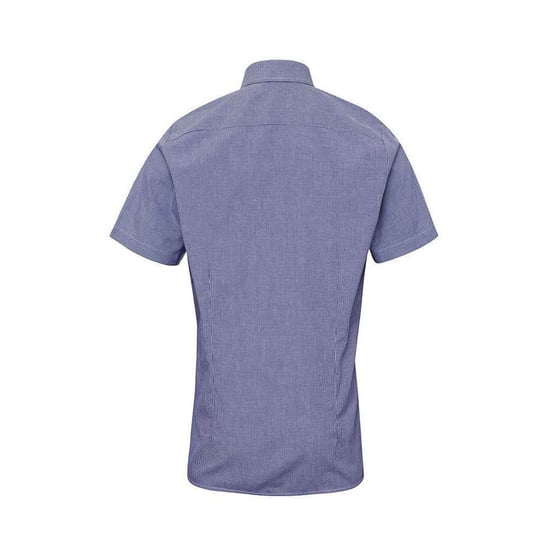 Premier Mens Gingham Cotton Short-Sleeved Shirt (Navy/White)