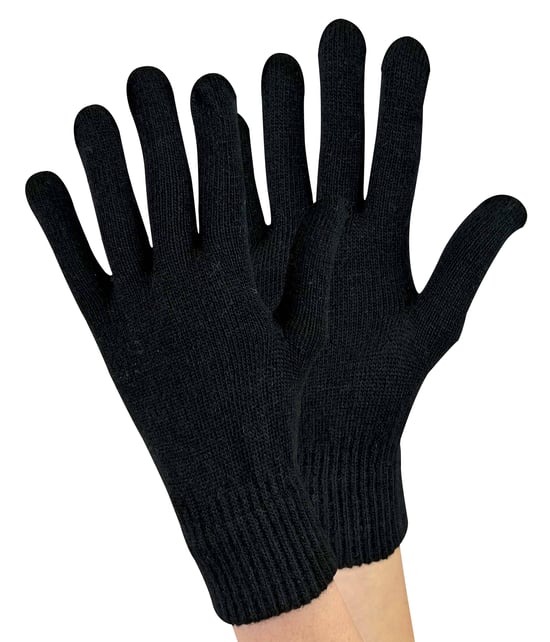Dames gebreide thermo wolmix magische handschoenen - Zwart - Image 1