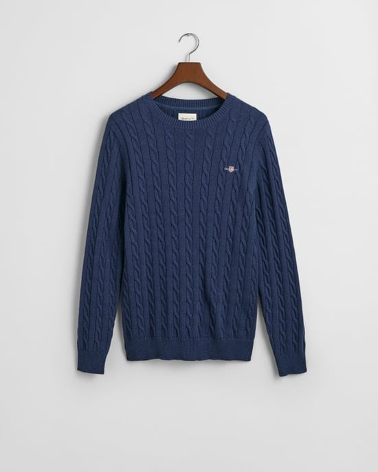 GANT Mens Cotton Cable Knit Crew Neck Jumper