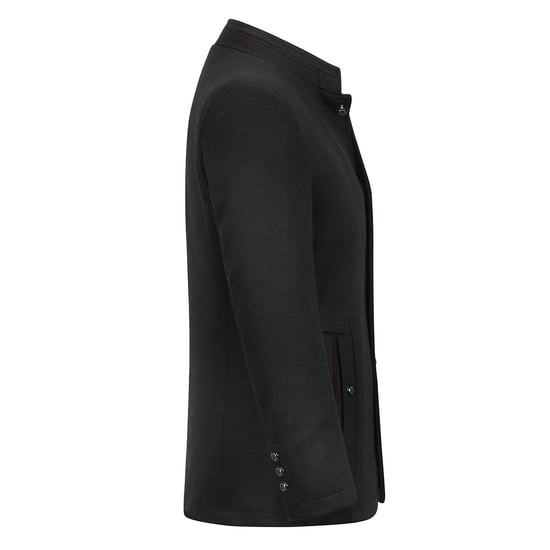 Heren korte slim fit jas met opstaande kraag Business Casual wollen overjas zwart - Image 2