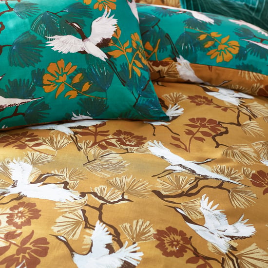 Majestic Bird Demoiselle Botanical Reversible Duvet Cover Set