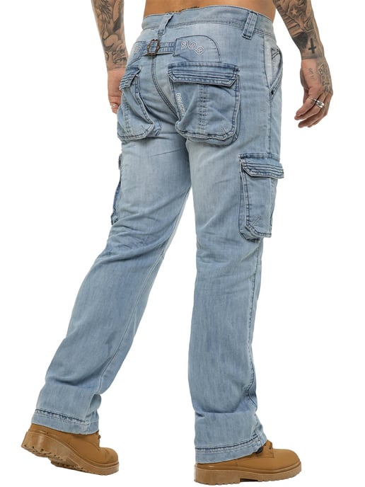 Enzo | heren Cargo Combat Jeans - Lichtblauw - Image 3