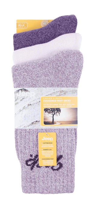 Dames Wandelsokken | Jeep | Dames Geribbelde Outdoor Kousen met Verstevigde Hiel en Neu - Violet / Roomkleur - Image 2