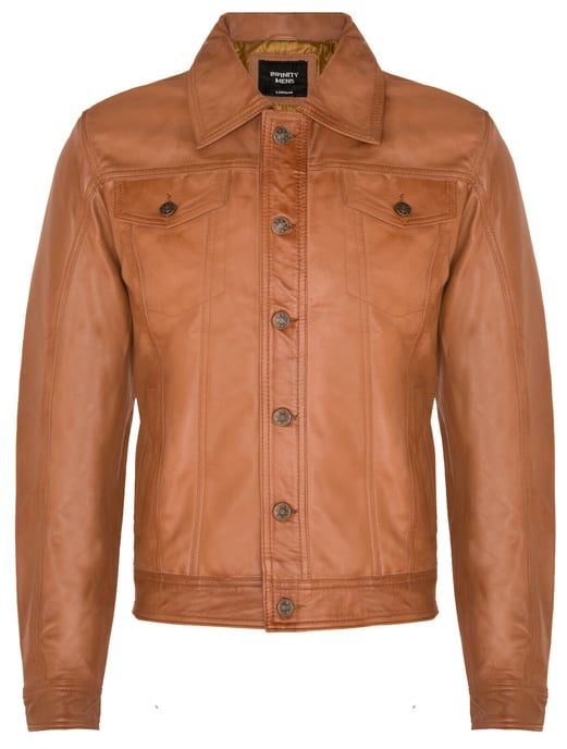 Trucker slim fit leather shirt-jean jacket