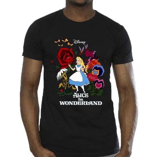 Disney Mens Alice In Wonderland Flowers T-Shirt (Black)