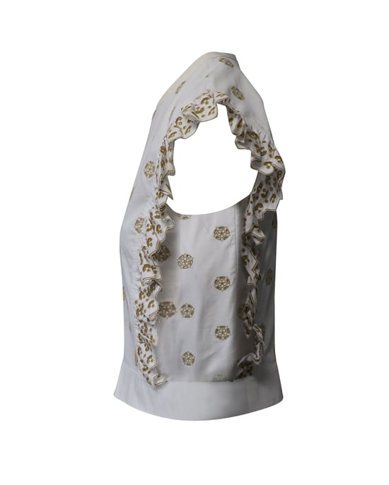 Chloe Broderie Anglaise Crop Top in White Cotton - Image 2