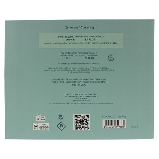 Lolita Lempicka Green Lover 3 Piece Set: Eau De Toilette 100ml & Aftershave Gel 75ML
