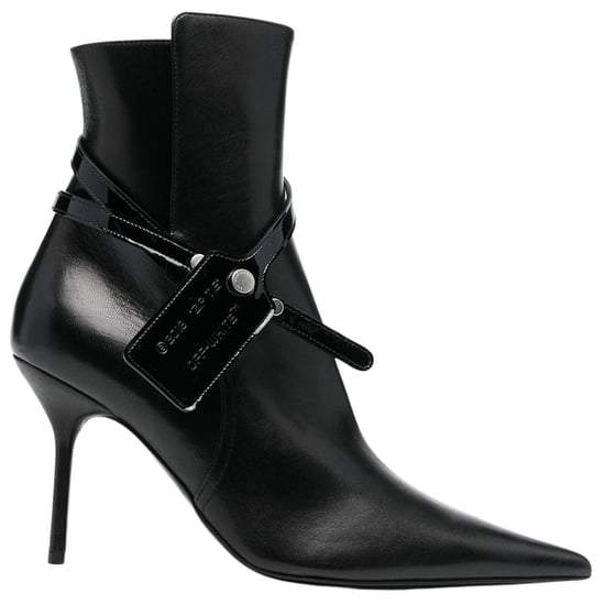 Off-White Nappa Calf Zip Tie Black Ankle Boots