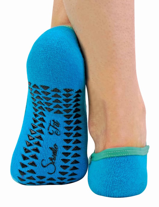 Set van 2 antislip yogasokken voor dames met bandjes - Blauw - Image 2