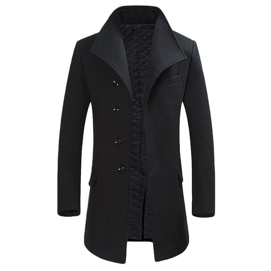 Allthemen Men's Wool Coat Winter Business Slim fit Lapel Coat Black