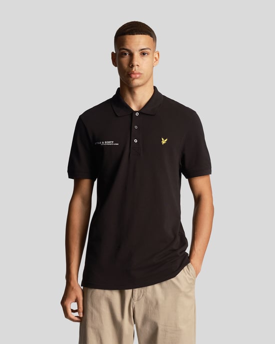 Lyle & Scott men's polo shirt with matching print in black