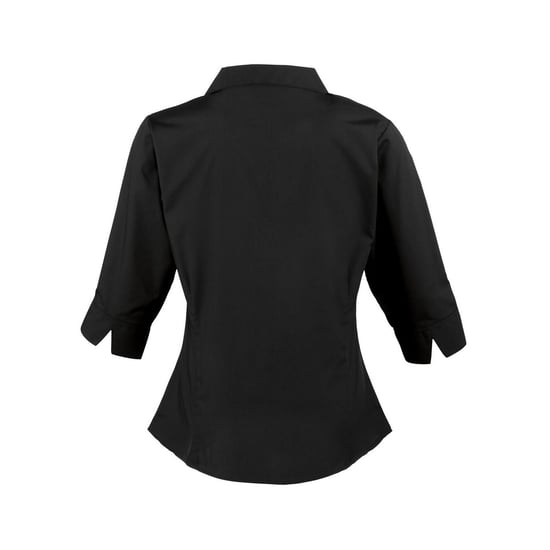 Premier Dames/Dames Poplin 3/4 Mouw Shirt (Zwart) - Image 2