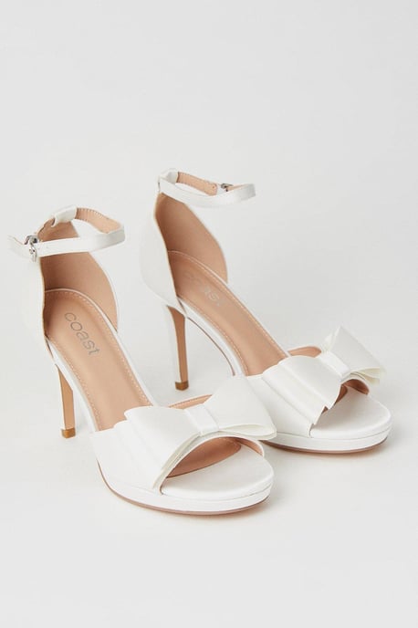 Tala Bridal Satin Structured Bow High Heel Platform Sandals - Image 3