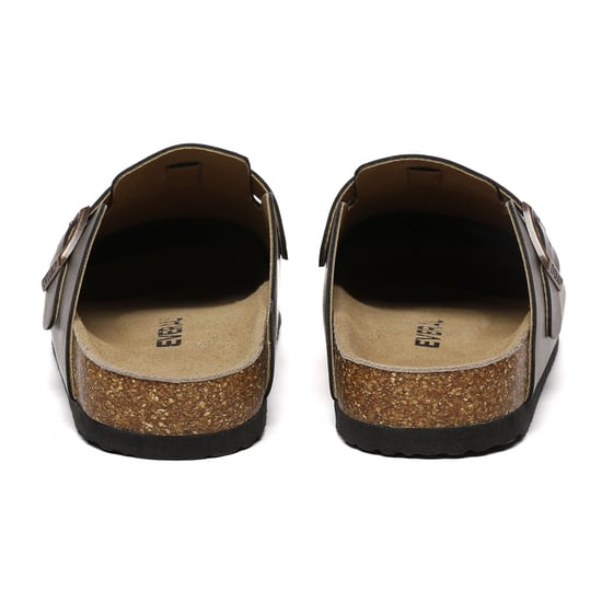 EVER AU Women Pintail Leather Comfort Clog Sandals - Brown Oiled Leather