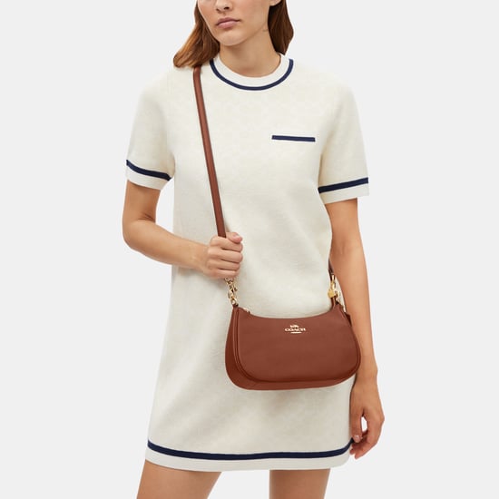 Teri Shoulder Bag in Leather with Leather Strap with Tooling