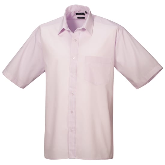 Premier Heren Korte Mouw Formele Poplin Gewoon Werk Shirt (Roze) - Image 1
