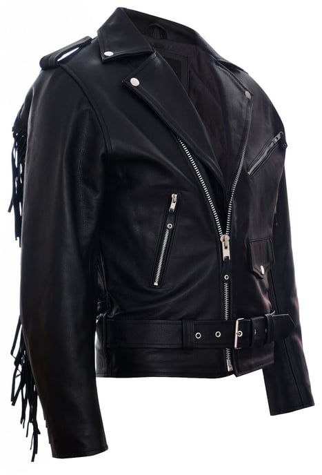 Fringe Hide Leather Brando Tasseled Motorcycle Biker Jacket