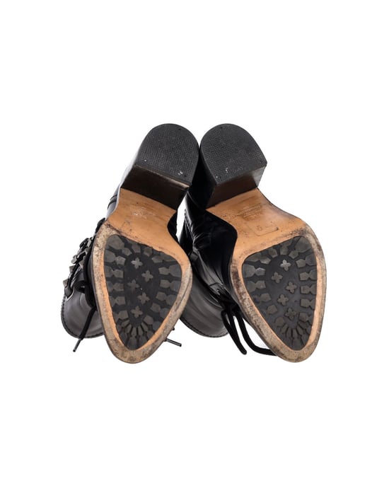 Valentino Garavani Rockstud Dubbelgesp Hakken in Zwart Leer - Image 5