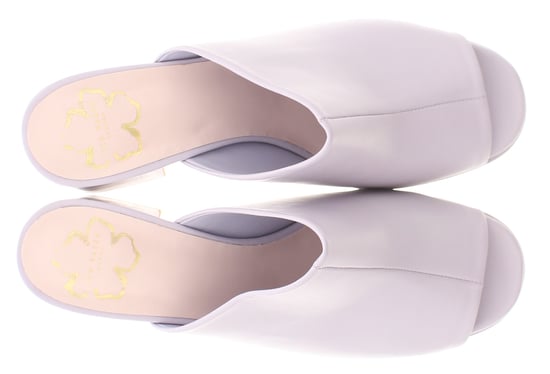 Ted Baker Dames Hakken Deltino Leren Muiltjes Peep Toe Blokhak Paars - Image 6