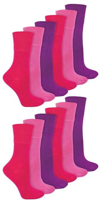 IOMI - 12 paar bamboesokken voor diabeten voor dames - Roze - Image 1